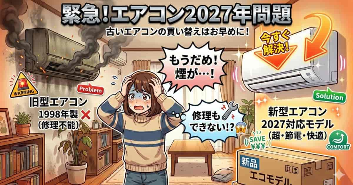 エアコン2027年問題について説明したアイキャッチ画像
